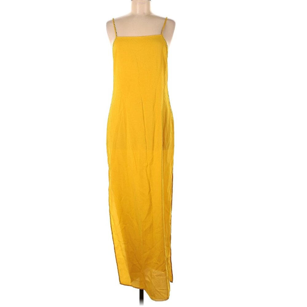 STAUD Midi Dress - STAUD Slip Dress - Marigold Yellow Slip Dress - Size M